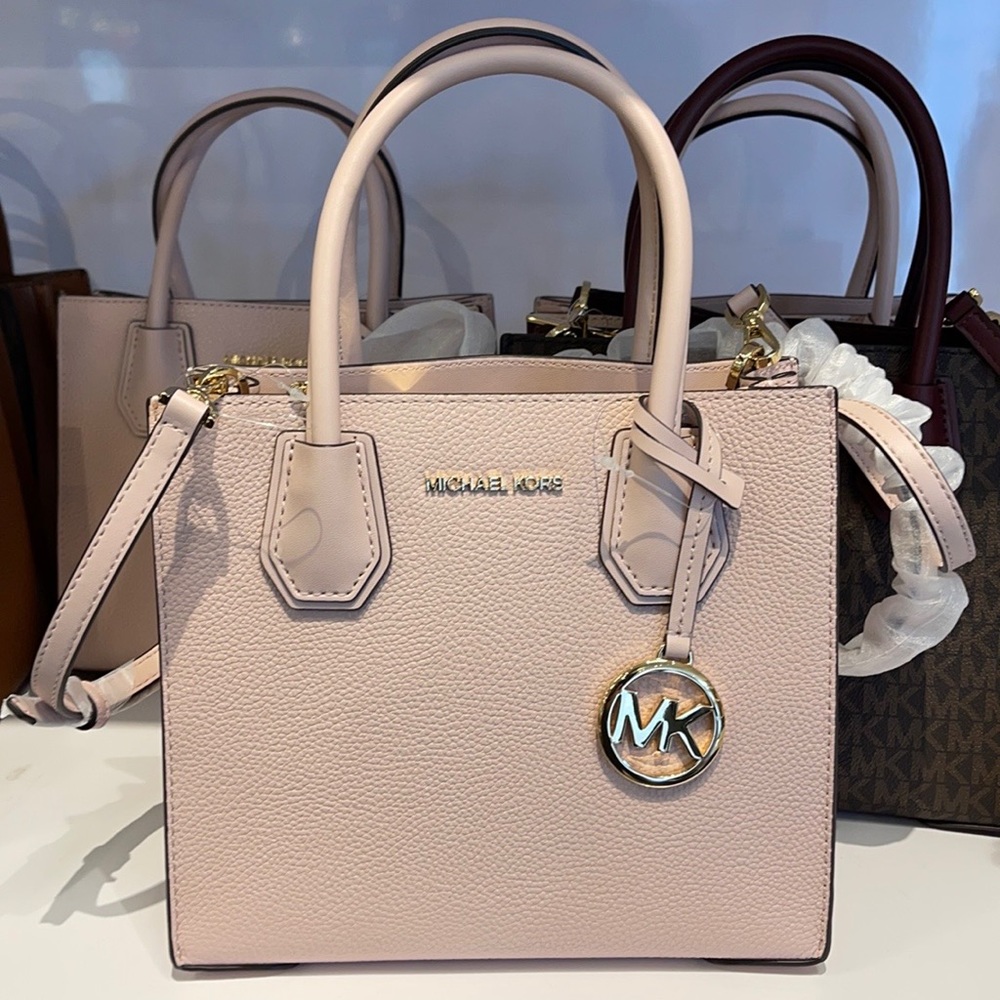 Michael Kors Mercer Medium Pebbled Leather Crossbody Bag - Picture 16 of 16